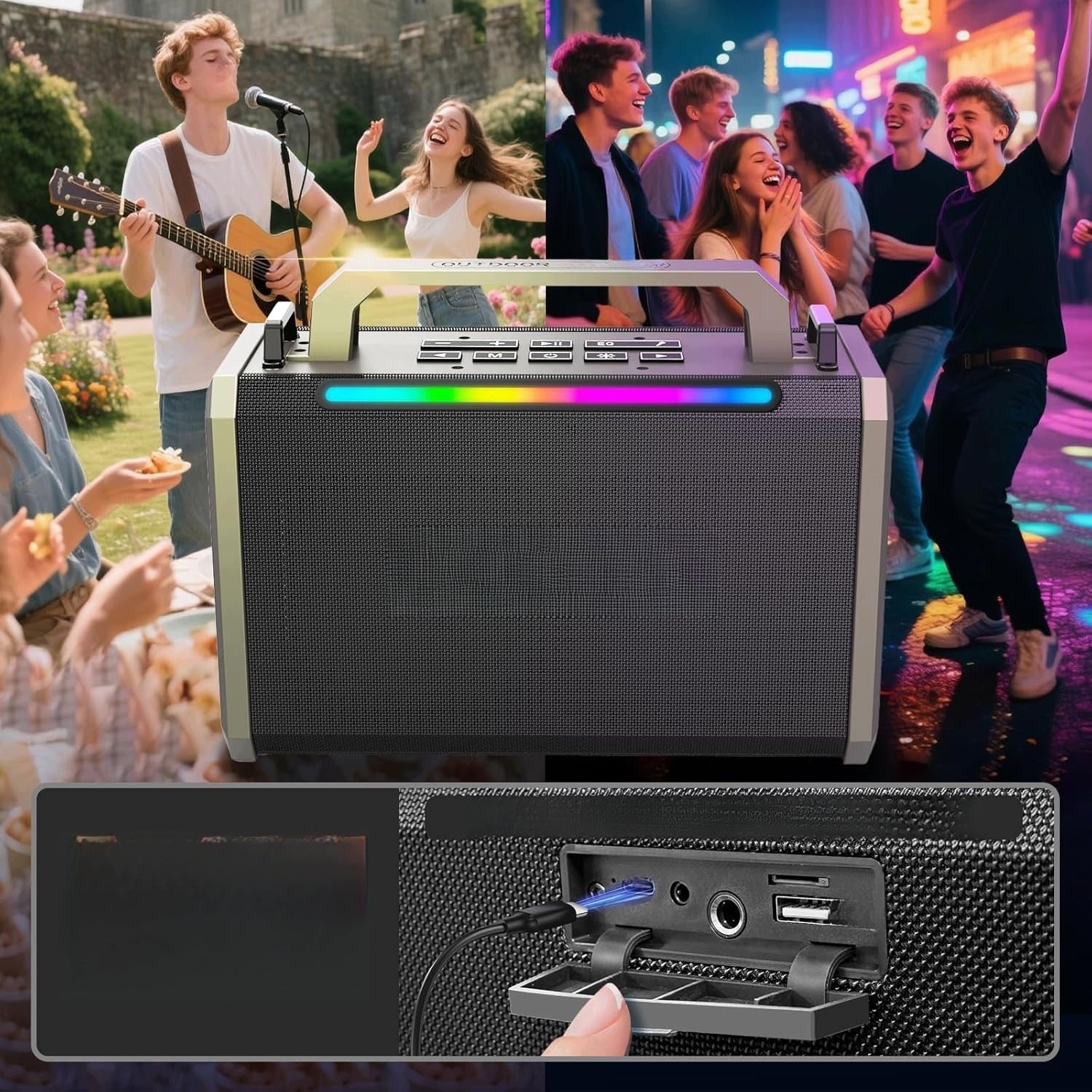 Bluetooth Speaker Portable 80W Waterproof IPX5 LED Party Bass Speaker Manufacturer code Głośnik Bluetooth Przenośny 80W Wodoodporny I