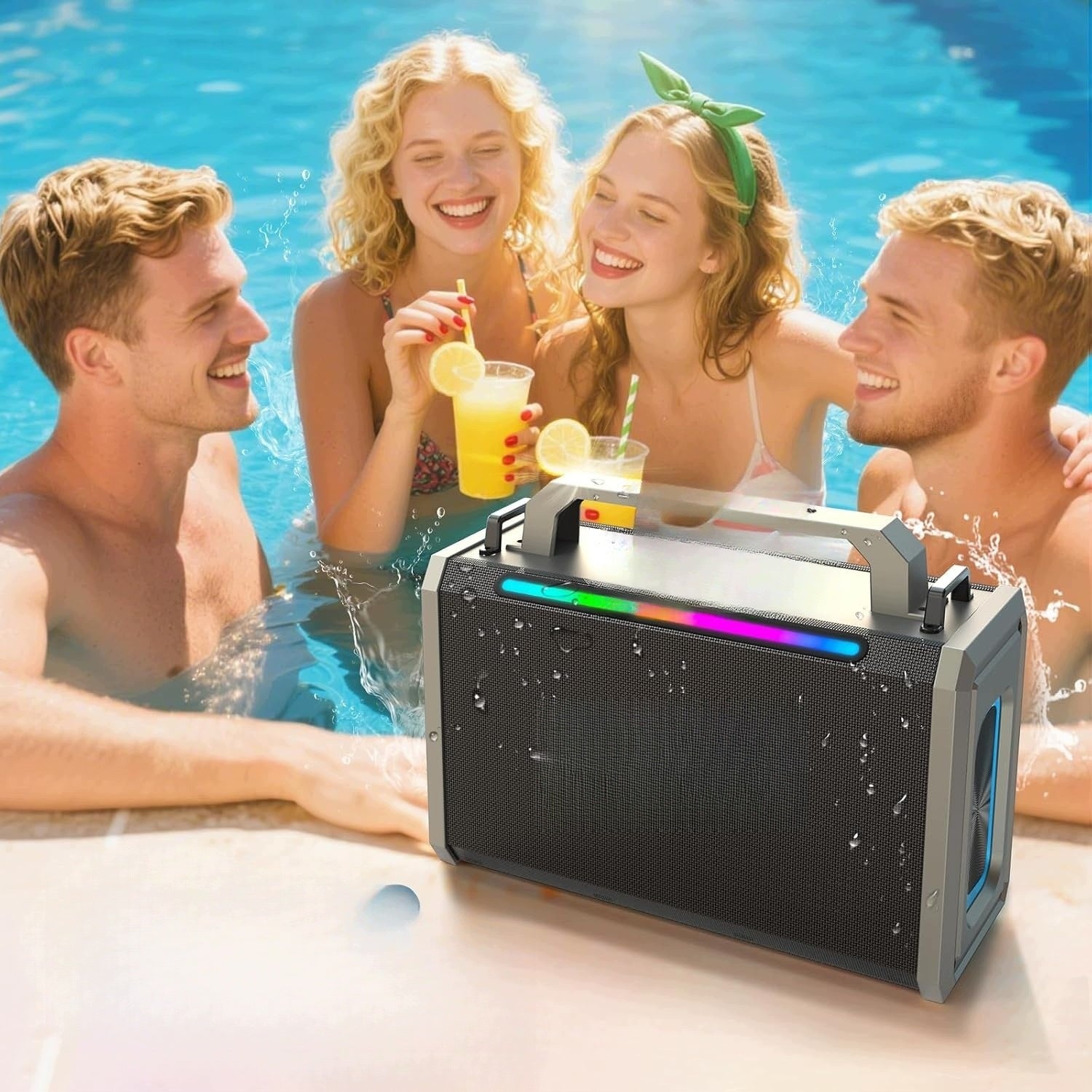 Bluetooth Speaker Portable 80W Waterproof IPX5 LED Party Bass Speaker Packaging status original