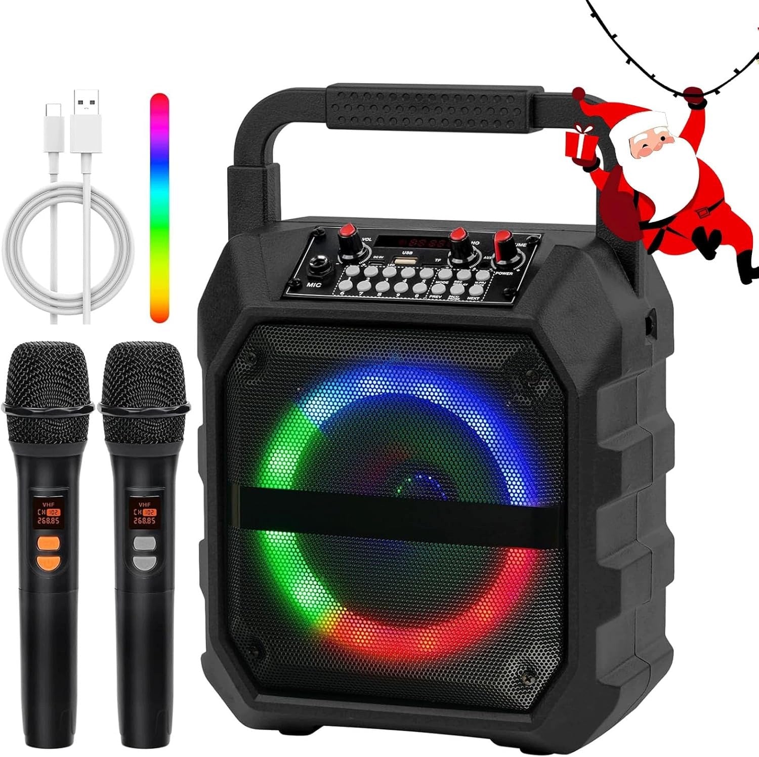 Bluetooth Speaker Portable Karaoke Black and 2x Wireless Microphone Brand no brand