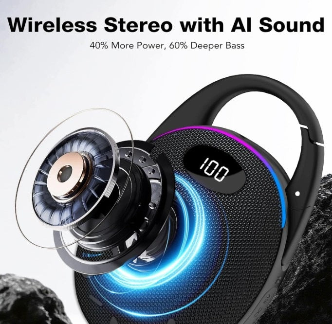 Bluetooth Speaker Portable LED Display Integrated Carabiner S10-1 Manufacturer code B0GWHD9JM2