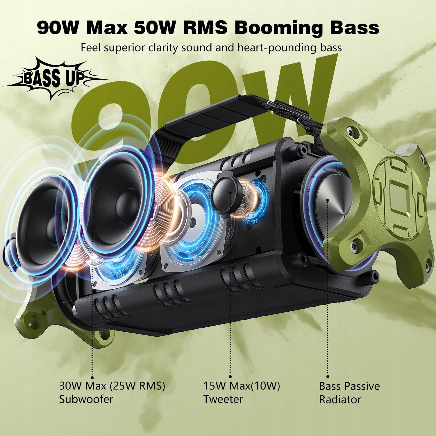 Bluetooth Speaker W-KING D8 50W Powerbank Deep Bass IPX6+FREEBIE Model other