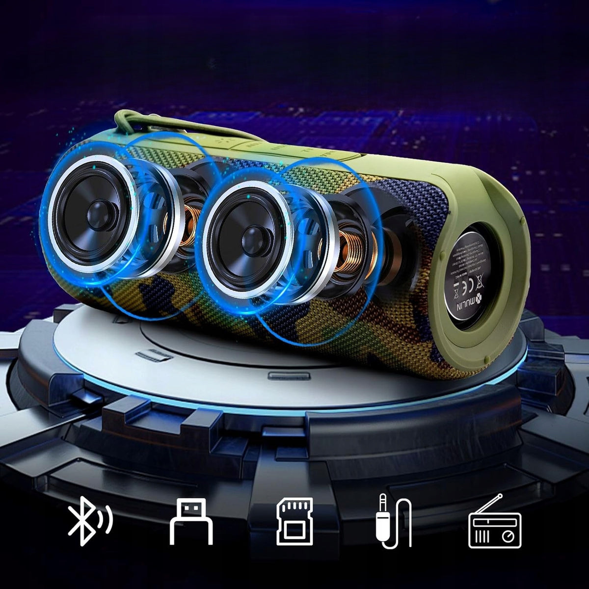 Bluetooth Speaker Wireless 20W RGB Waterproof IPX5 Moro Military LED Manufacturer code glosnik bluetooth wodoodporny ipx5 20w