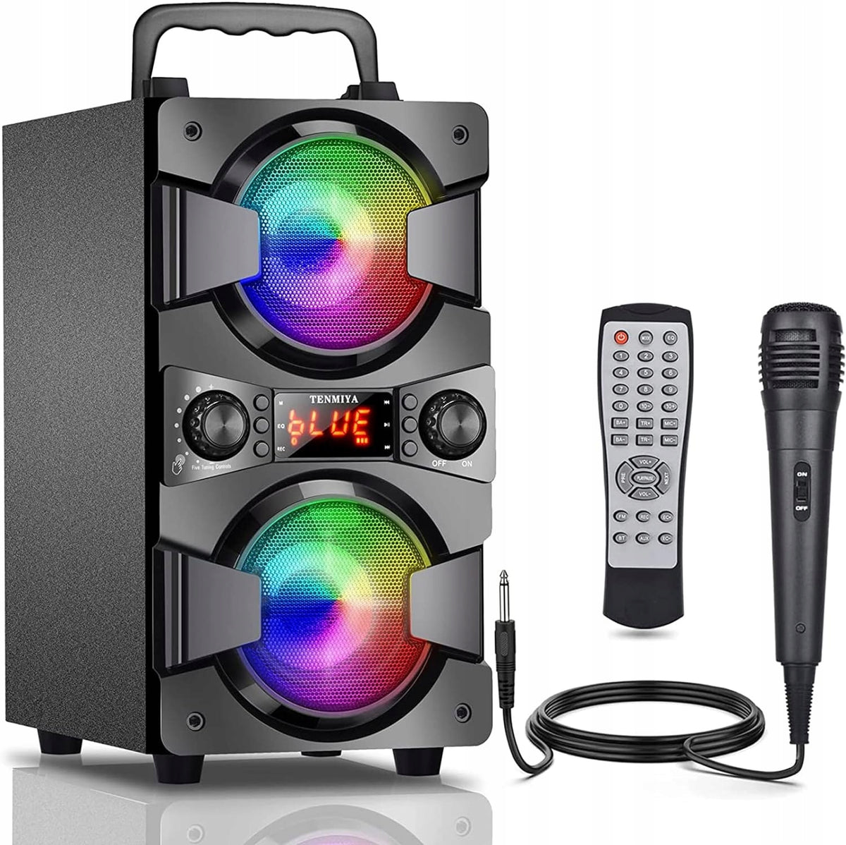 Bluetooth Speaker Wireless Stereo Remote Control Karaoke Microphone 60W TENMIYA U