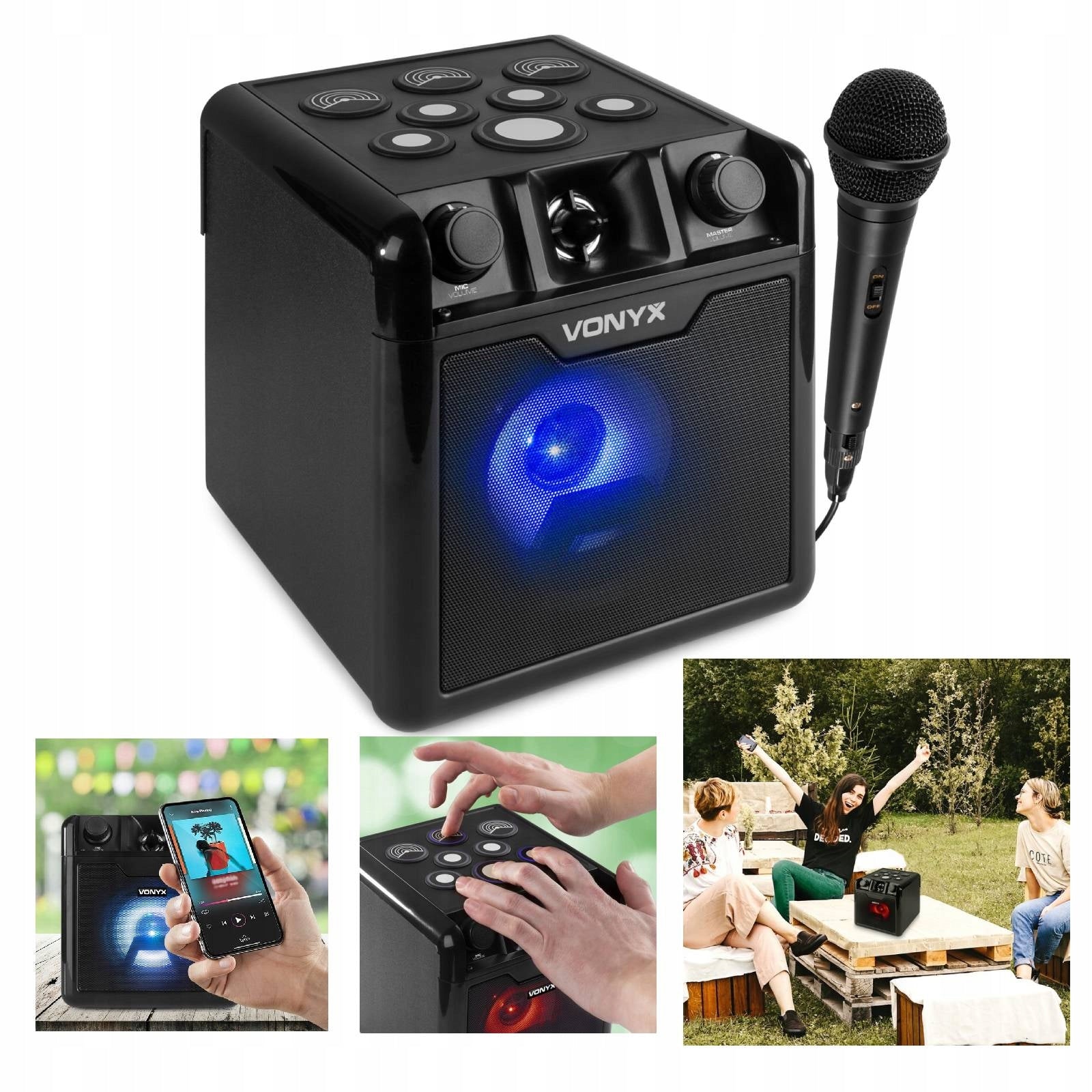Bluetooth Speaker with LED Drum AUX MIC KARAOKE