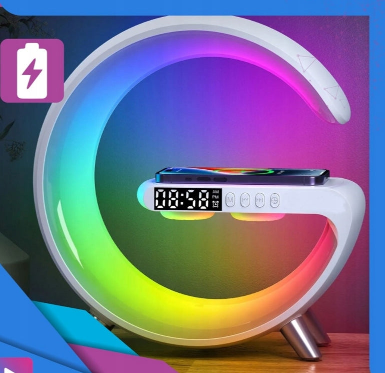 Bluetooth Wireless Speaker With Induction Charger RGB Light Alarm Clock Packaging status original