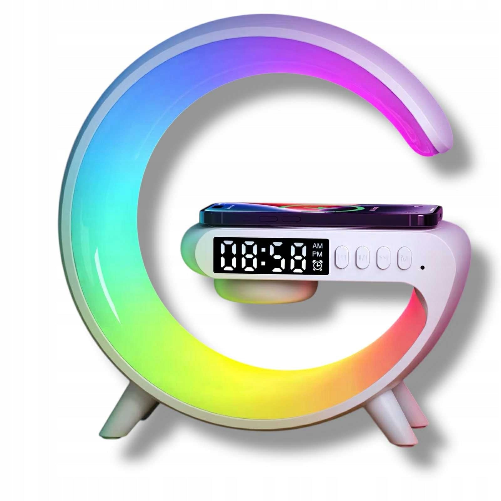 Bluetooth Wireless Speaker With Induction Charger RGB Light Alarm Clock