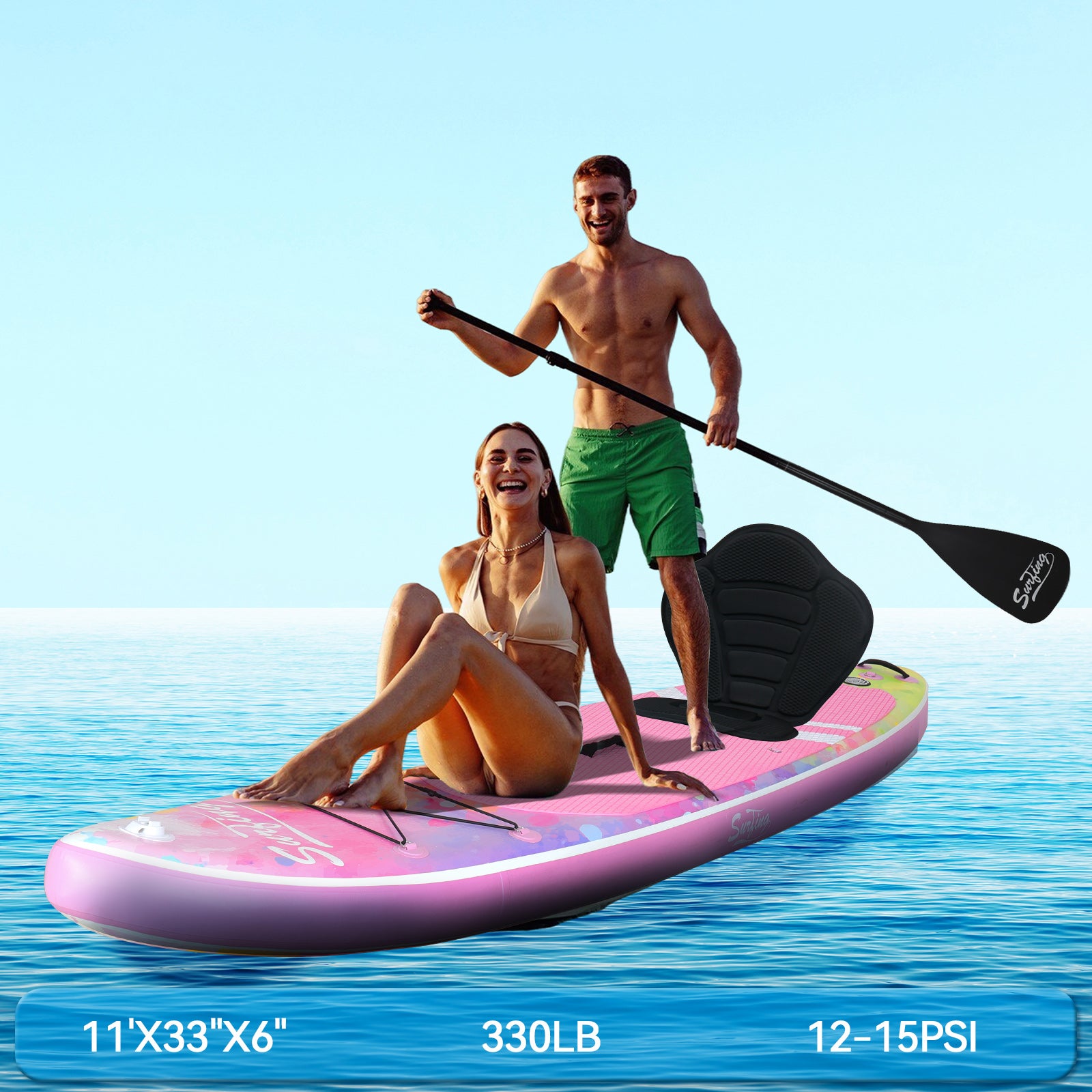 Board SUP Stand up paddle Pumped 335x84cm set With seat pink Model SUF9005-PK