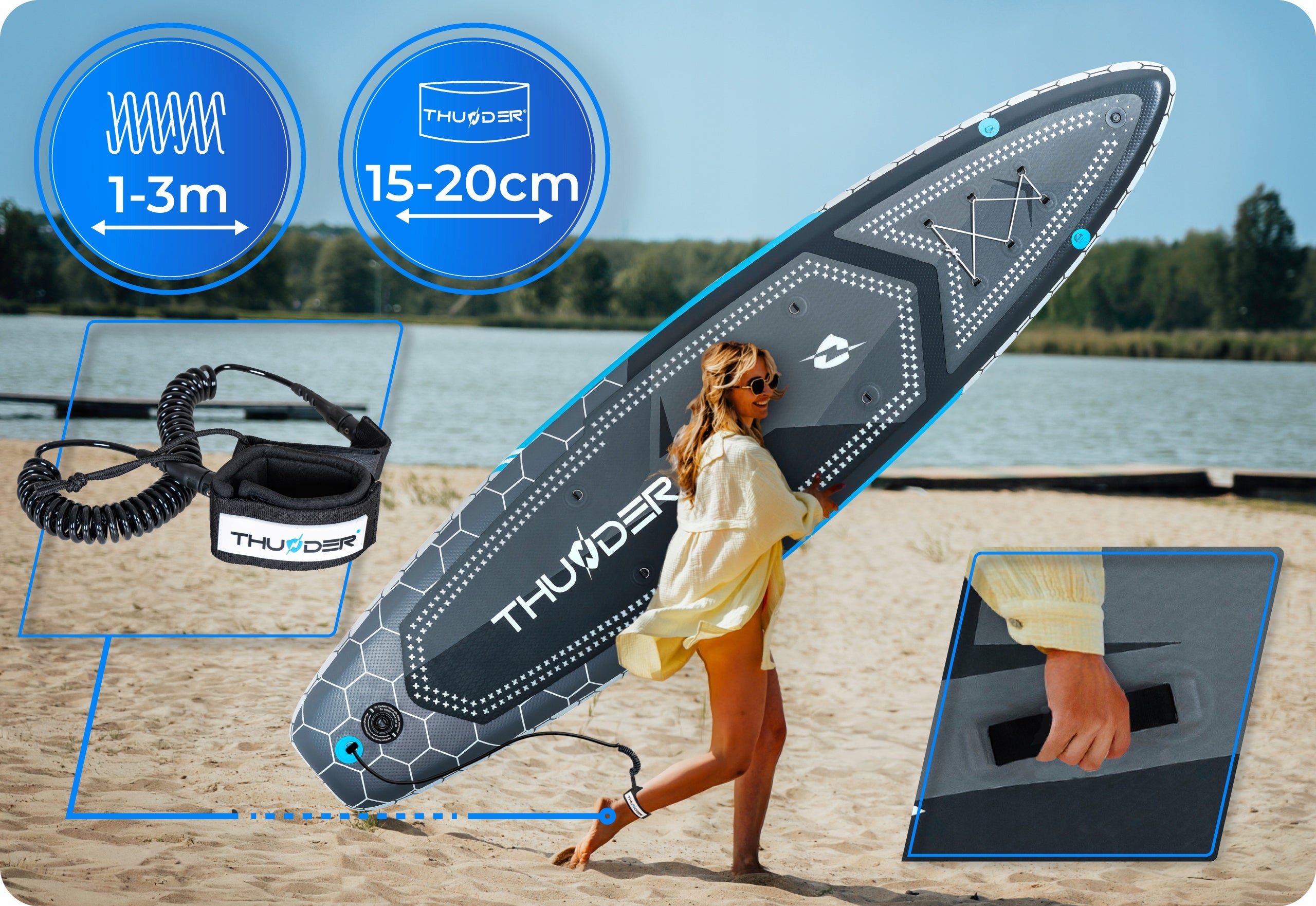 Board sup 320 cm ILLUMINATED LED 320cm for swimming inflatable set THUNDER Brand Thunder