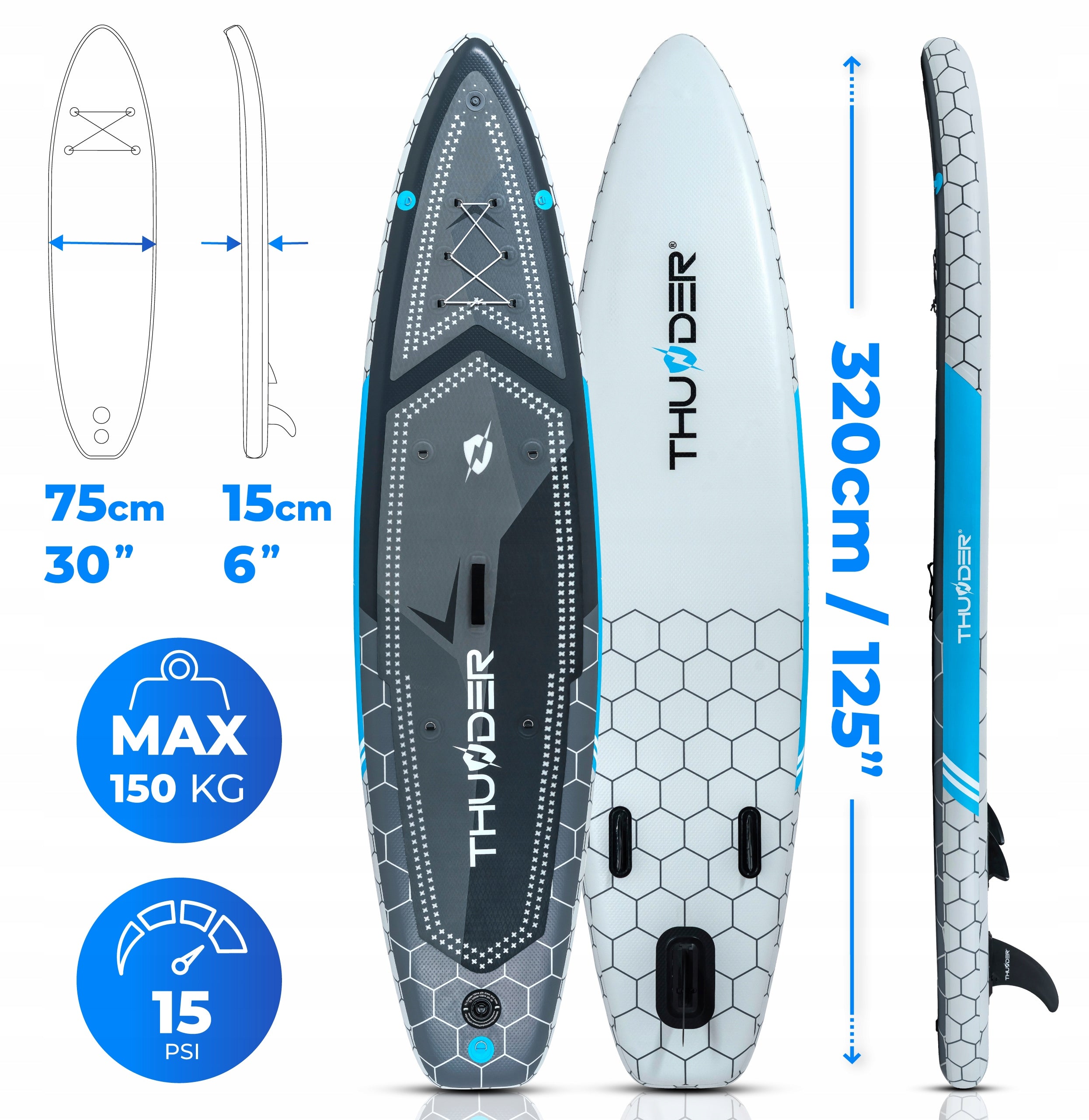 Board sup 320 cm ILLUMINATED LED 320cm for swimming inflatable set THUNDER Packaging status original