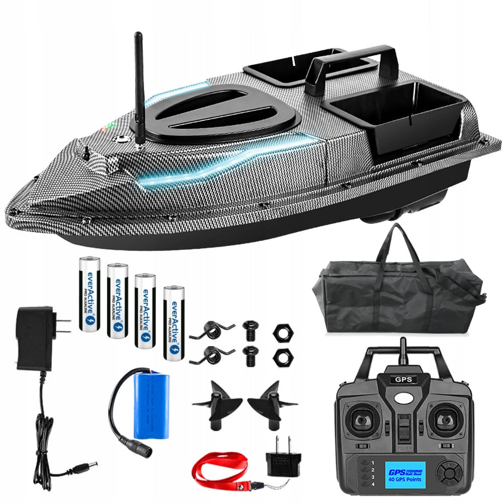 Boat Flytec V900 RC GPS 2 Feeders 1500g Range 500m Remote Control BAG