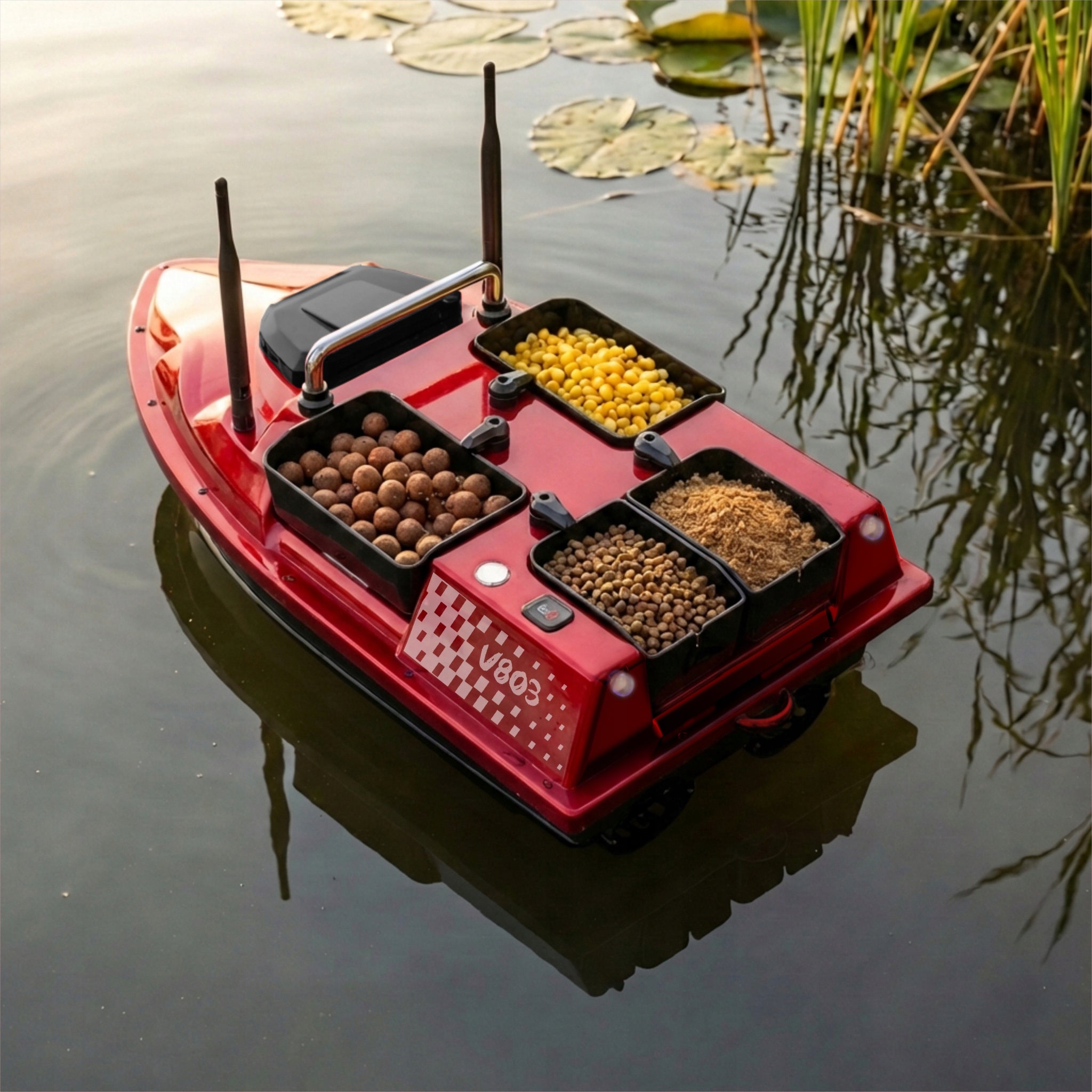 Boat GOMEDIA V803 4 Feeders 3kg Pilot 500m FAST 15km/h Number of compartments 3