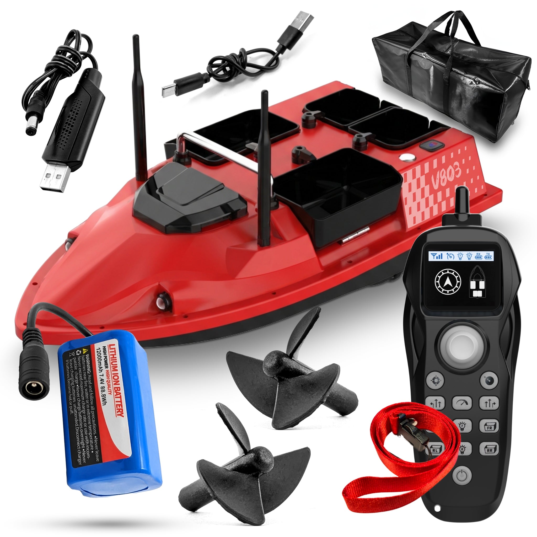 Boat GOMEDIA V803 4 Feeders 3kg Pilot 500m FAST 15km/h