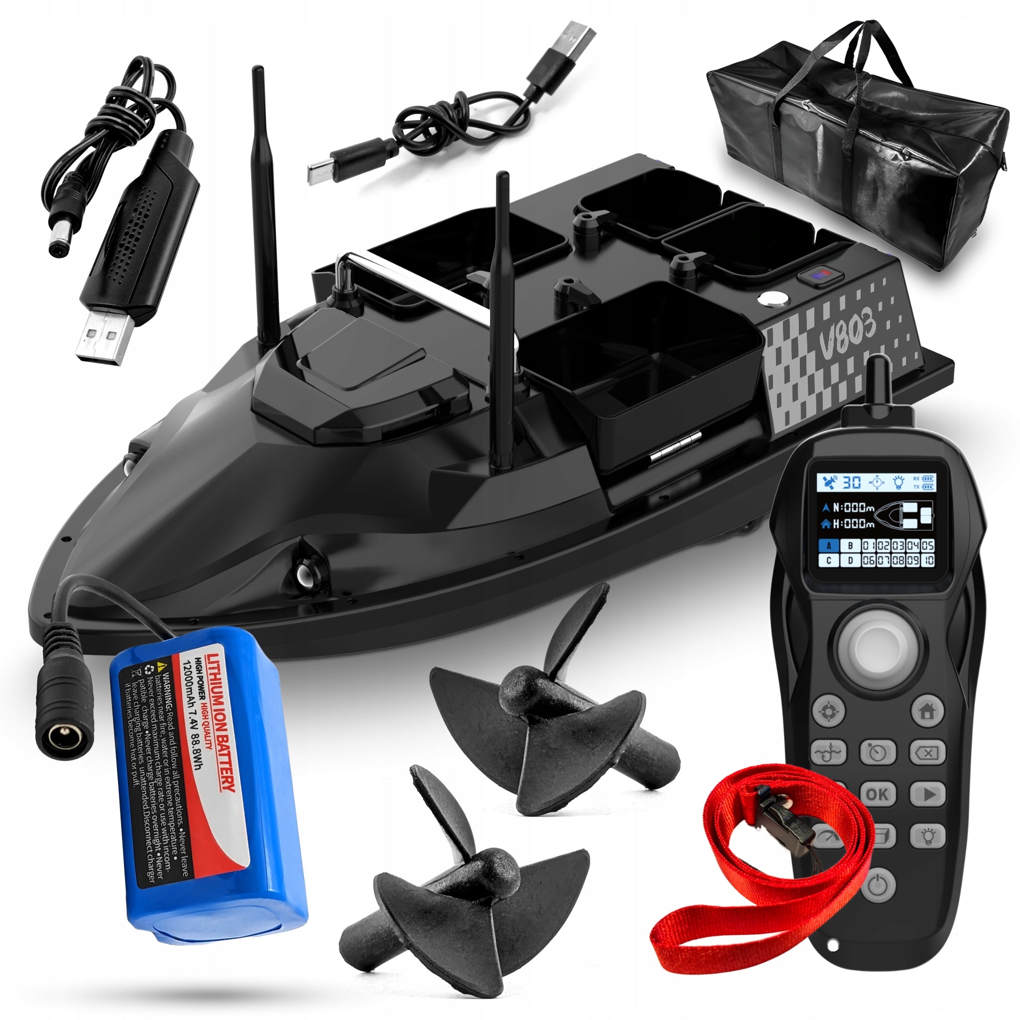 Boat GOMEDIA V803 GPS 4 Feeders 3kg Pilot 500m FAST 15km/h