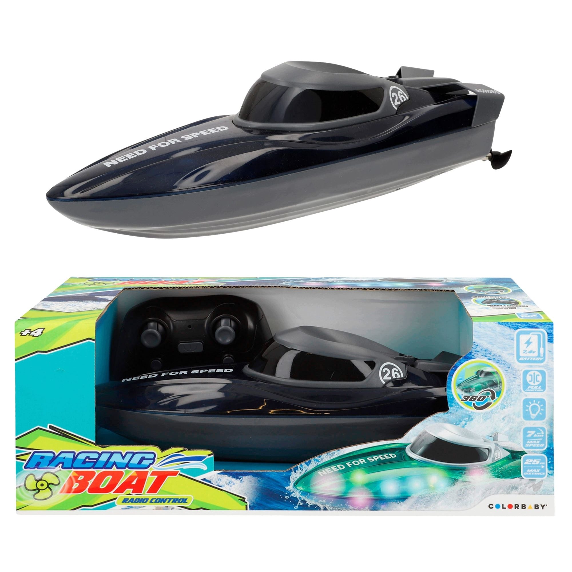 Boat Remote Controlled RC Racing Boat 360° 2.4GHz LED Racing Boat Brand Color Baby