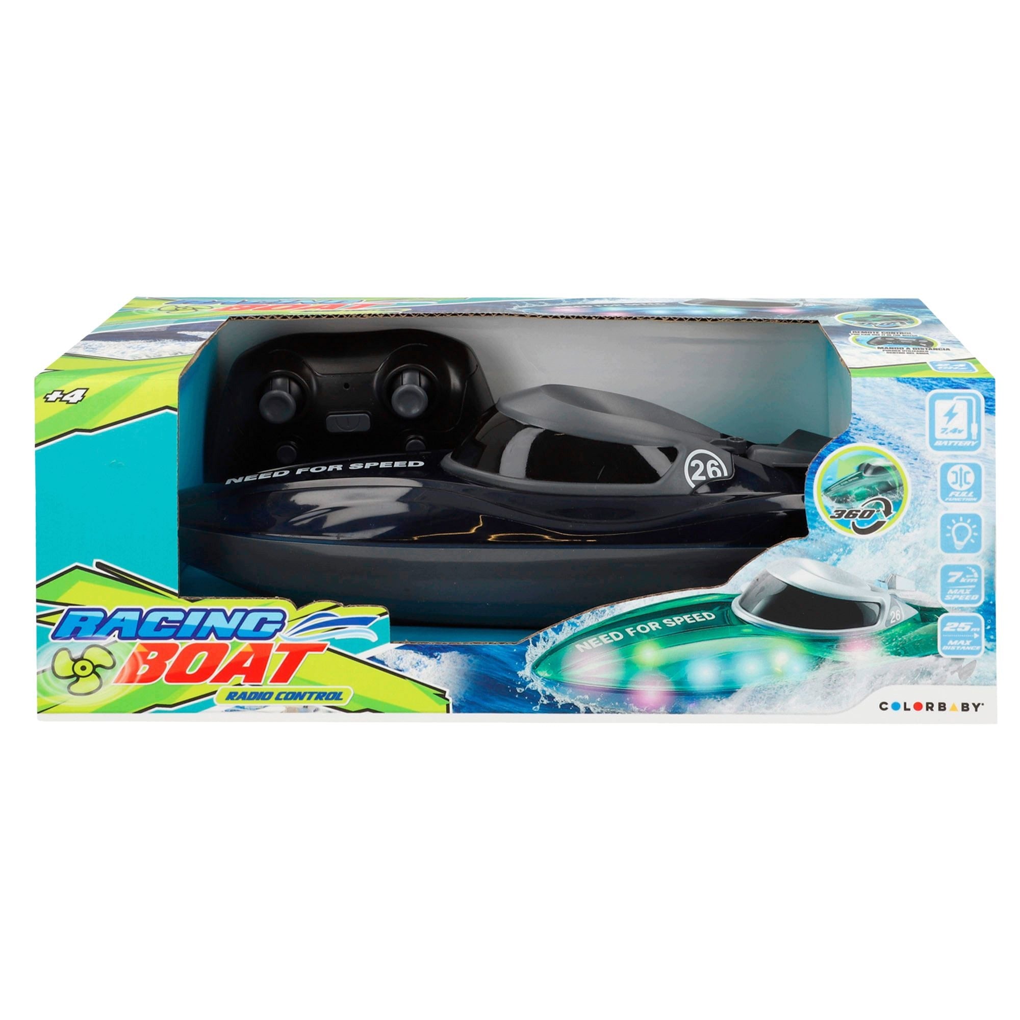 Boat Remote Controlled RC Racing Boat 360° 2.4GHz LED Racing Boat Kid's age 4+ years
