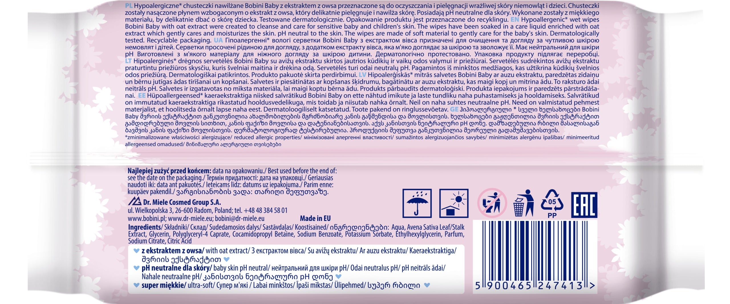 Bobini Baby Hypoallergenic Moisturized Wipes for Children 24 op Manufacturer code 5900931049305