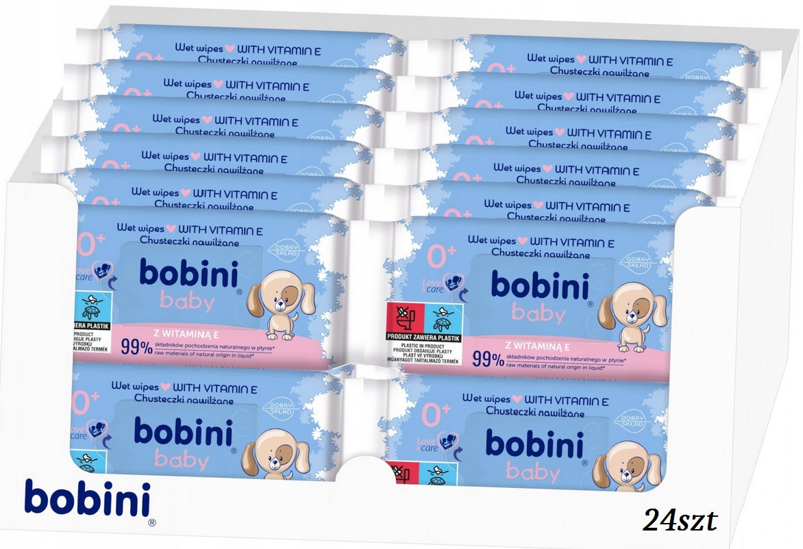 Bobini Baby Wipes 24x60pcs with Vitamin E Natural CARTON