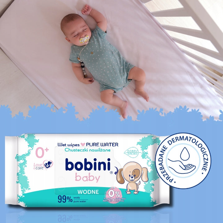 Bobini Baby Wipes Moisturized 99% Pure Water 24x60pcs Packaging status original
