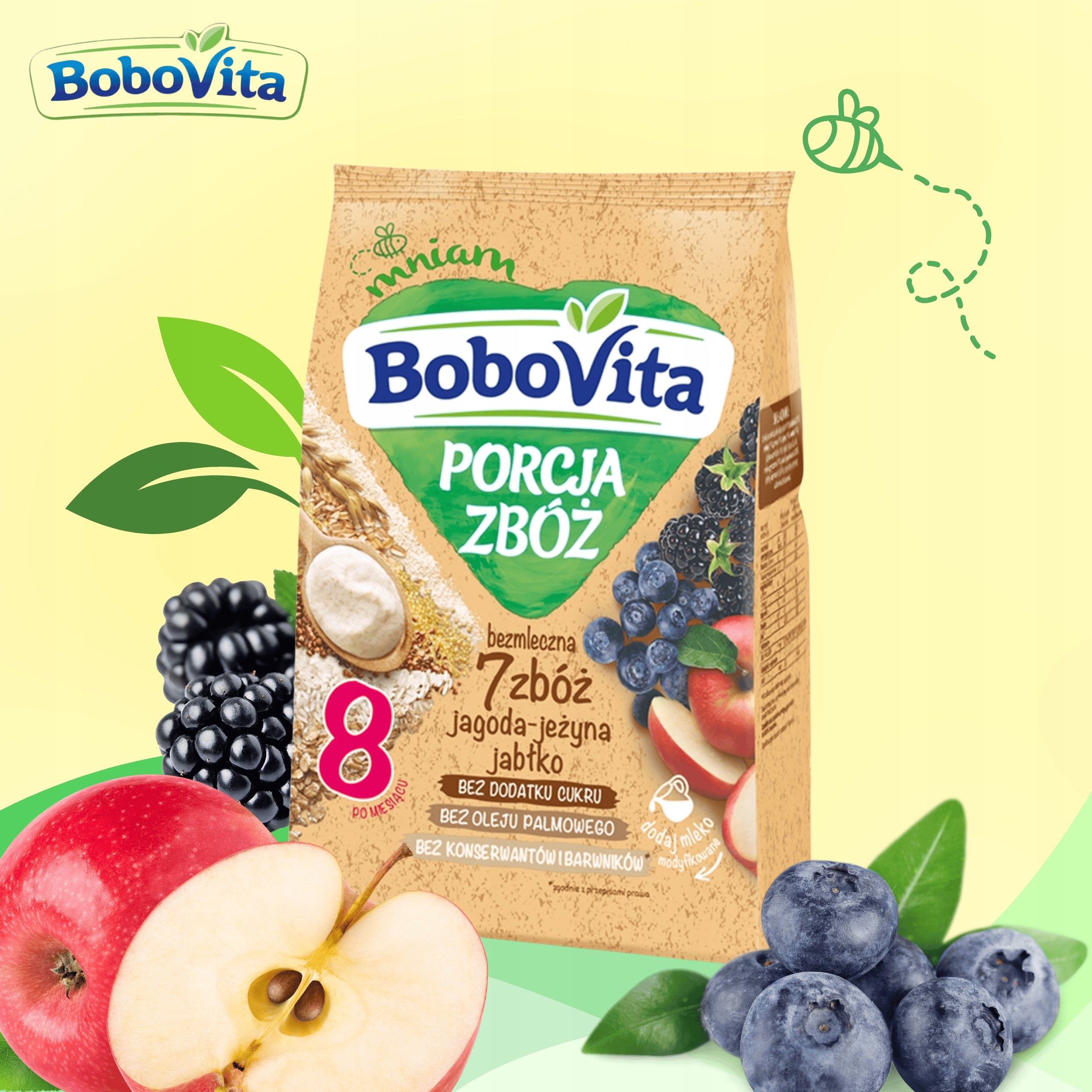 BoboVita Dairy-free porridge 7 cereals blackberry apple after 8 months 170g Age range from 8 months