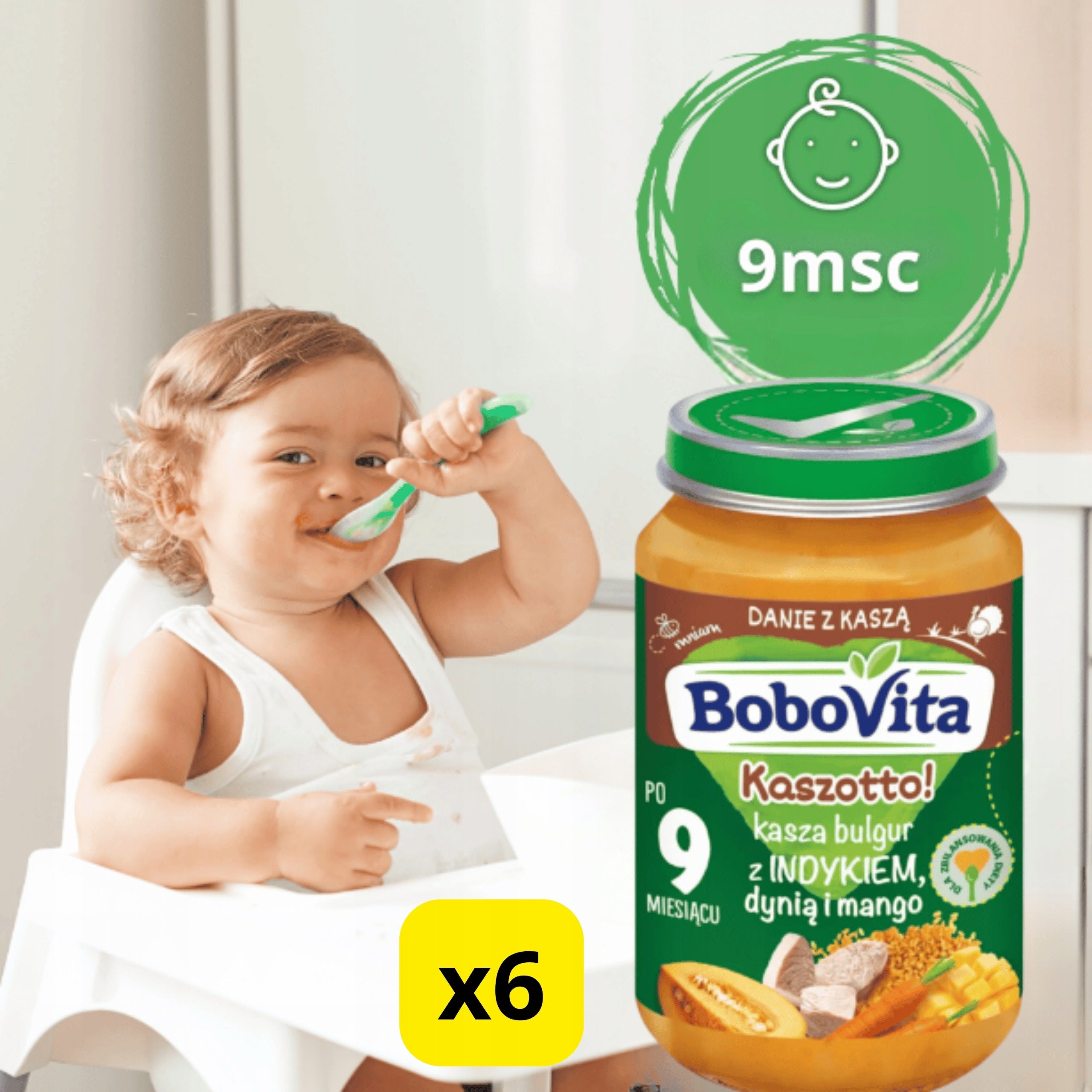 BoboVita lunch Kaszotto bulgur with turkey pumpkin mango after 9. msc 6x190g Brand Bobovita