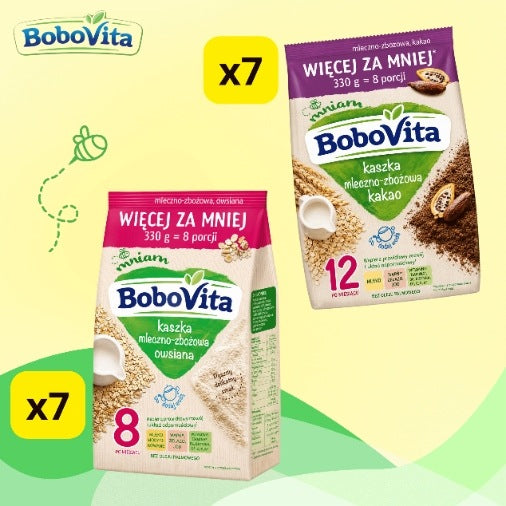 BoboVita milk and cereal porridge oat cocoa set mix promo 14x330g Brand Bobovita