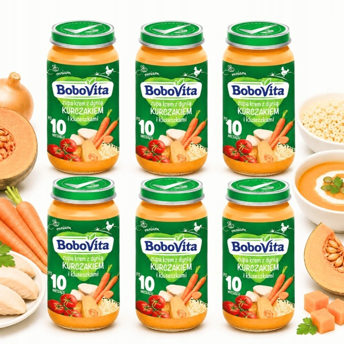 BoboVita soup cream with pumpkin chicken and dumplings after 10 months 6x250g