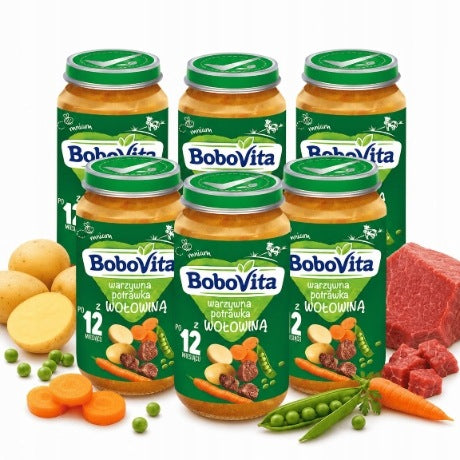 BoboVita vegetable dinner stew with beef after 12 months 6x250g