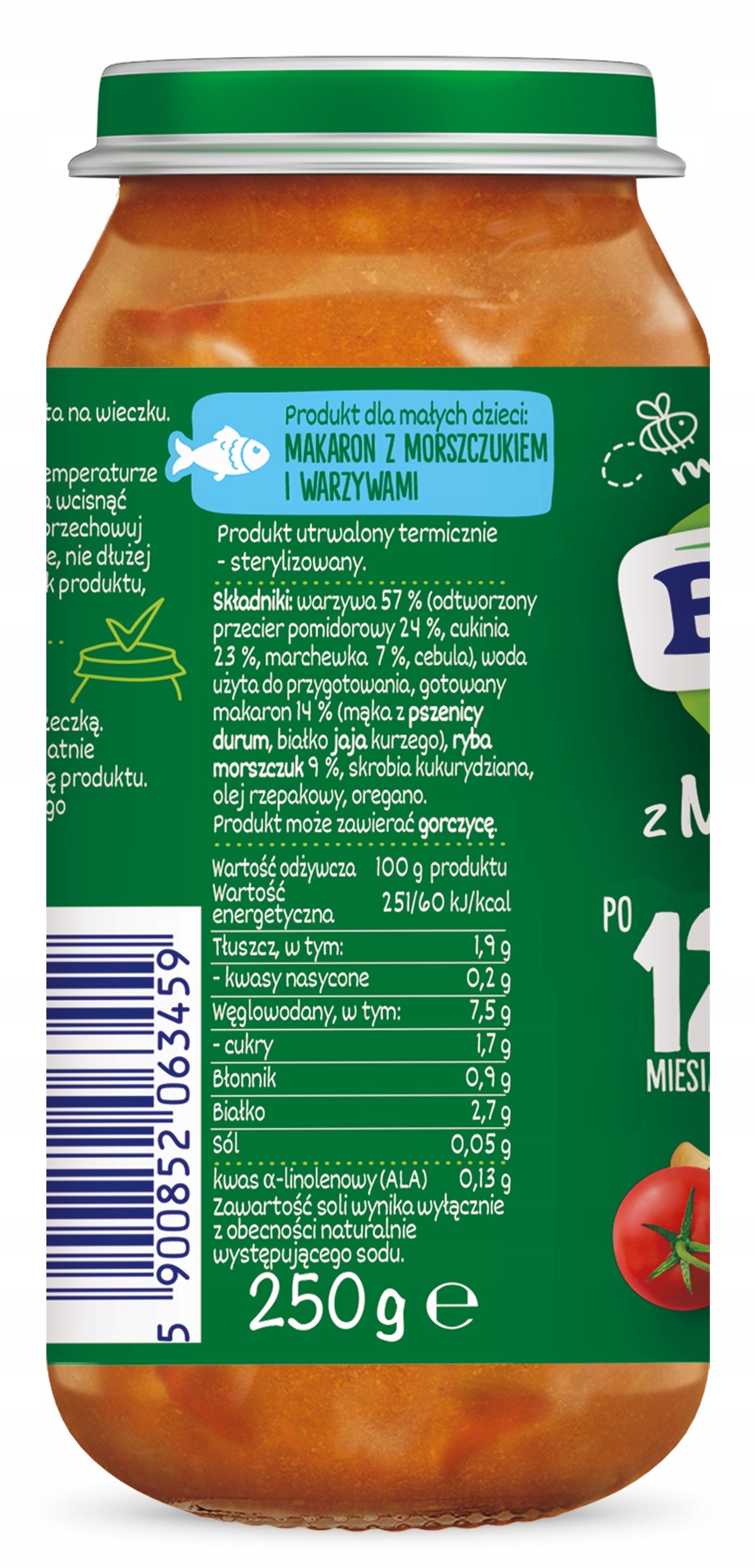 Bobovita Lunch Pasta with hake and vegetables 12 m+ 250g fish Packaging status original