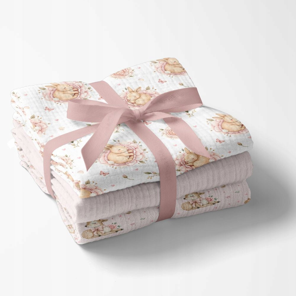 Bocioland Muslin diapers 70x70 roses 3pcs. Brand Bocioland