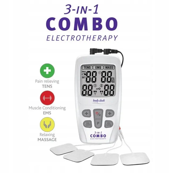 Body Clock 3-in-1 Combo - elektroterapeutický přístroj - TENS, EMS, MASÁŽ