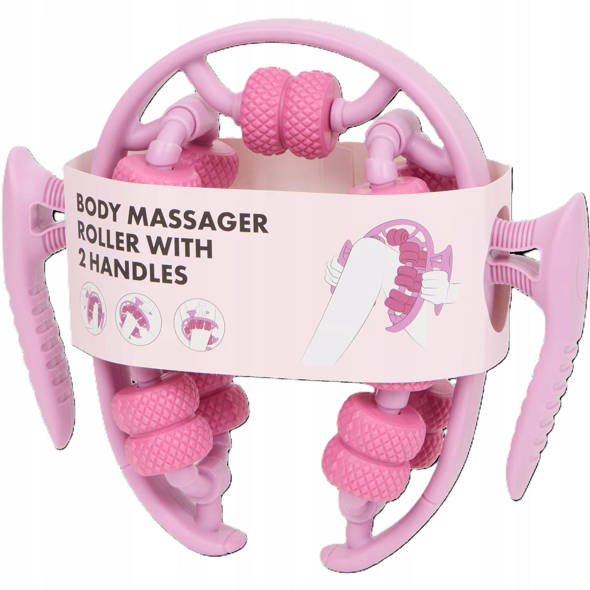 Body massage roller with handles