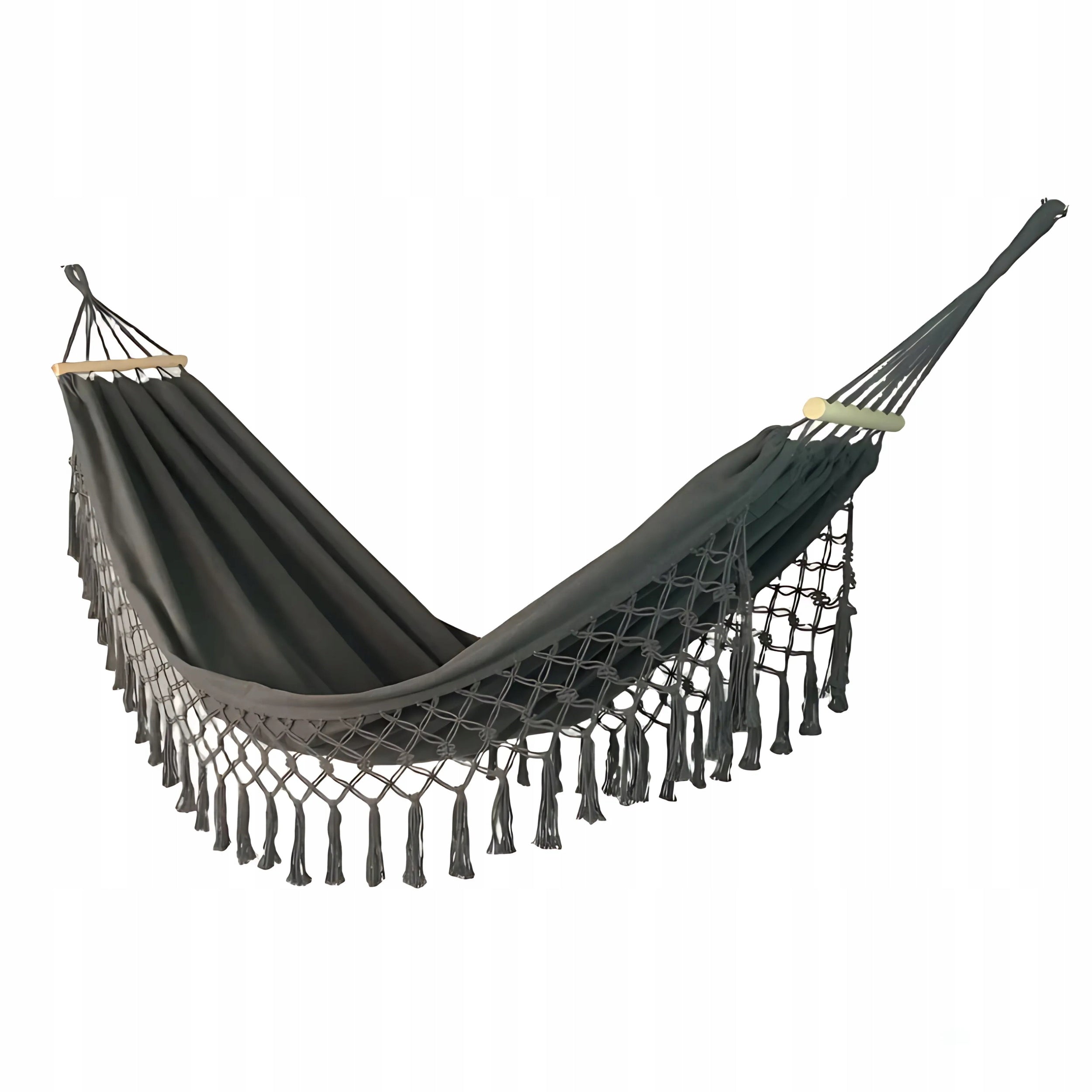 Boho Garden Hammock Black with Tassels Decorative 200x150 Large Strong DH02 Model DY02