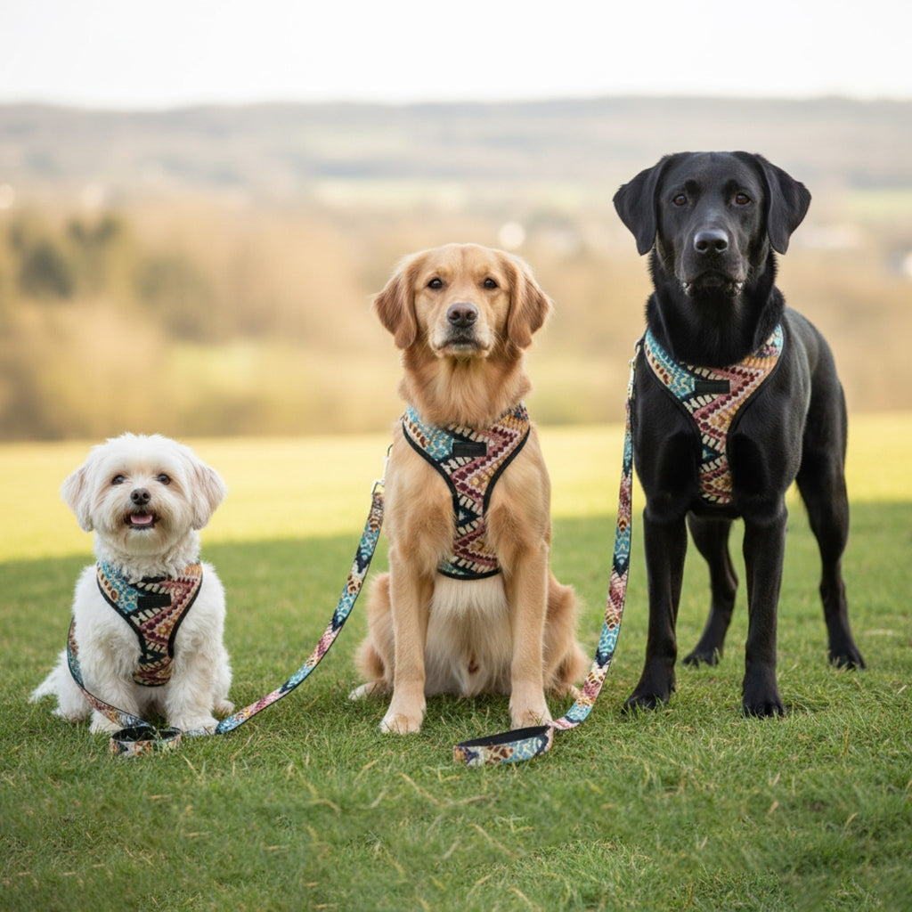 Boho Walking HARNESS Adjustable with Fabric for Dog BARRY KING 40-52cm Kind walking harness