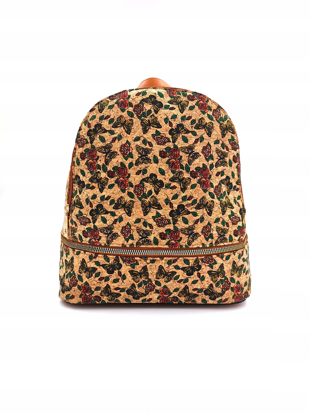 Boho backpack with natural cork and decorative zipper Packaging status original
