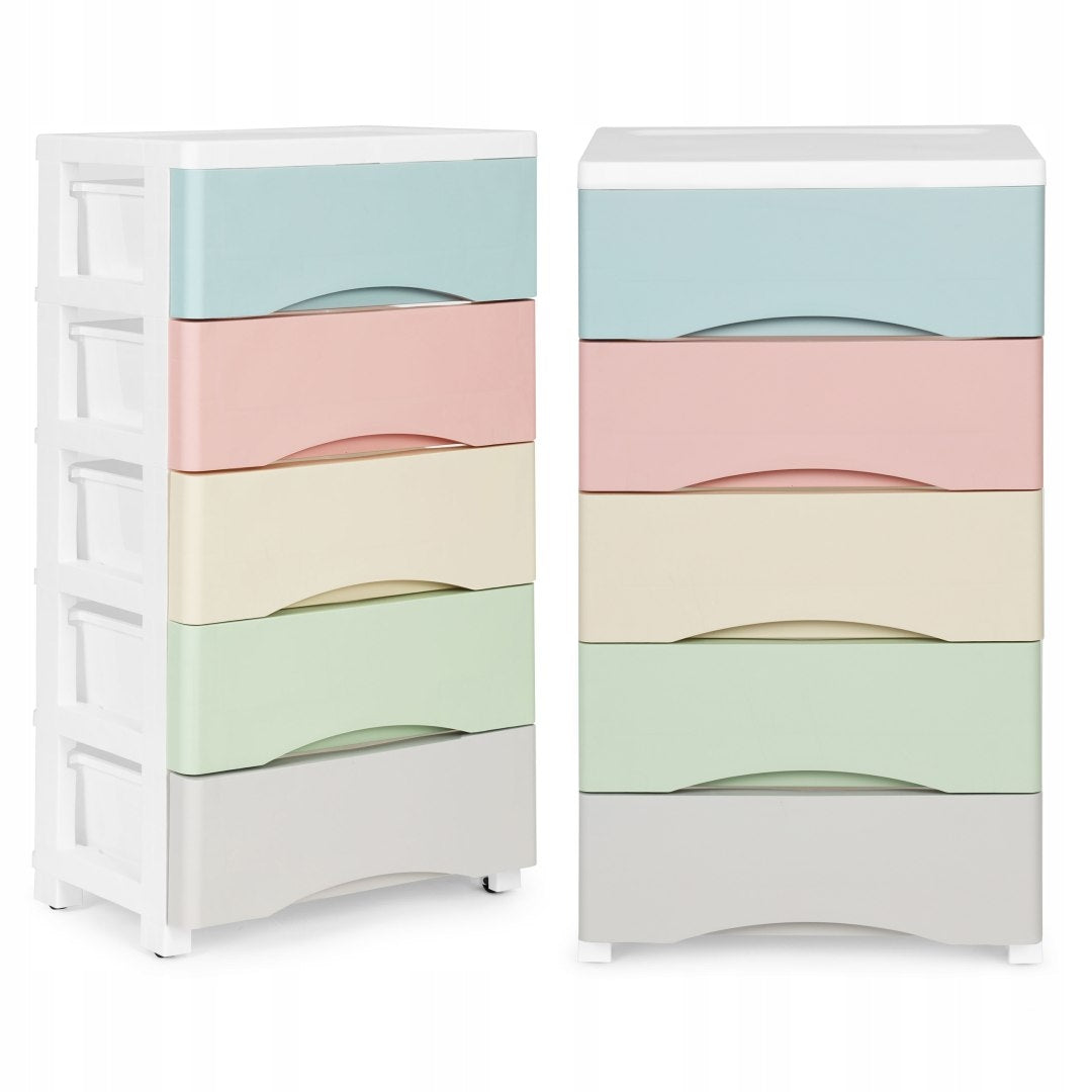 Bookcase With Drawers On Wheels 5 Containers 75 cm For Bathroom Multicolor Packaging status original
