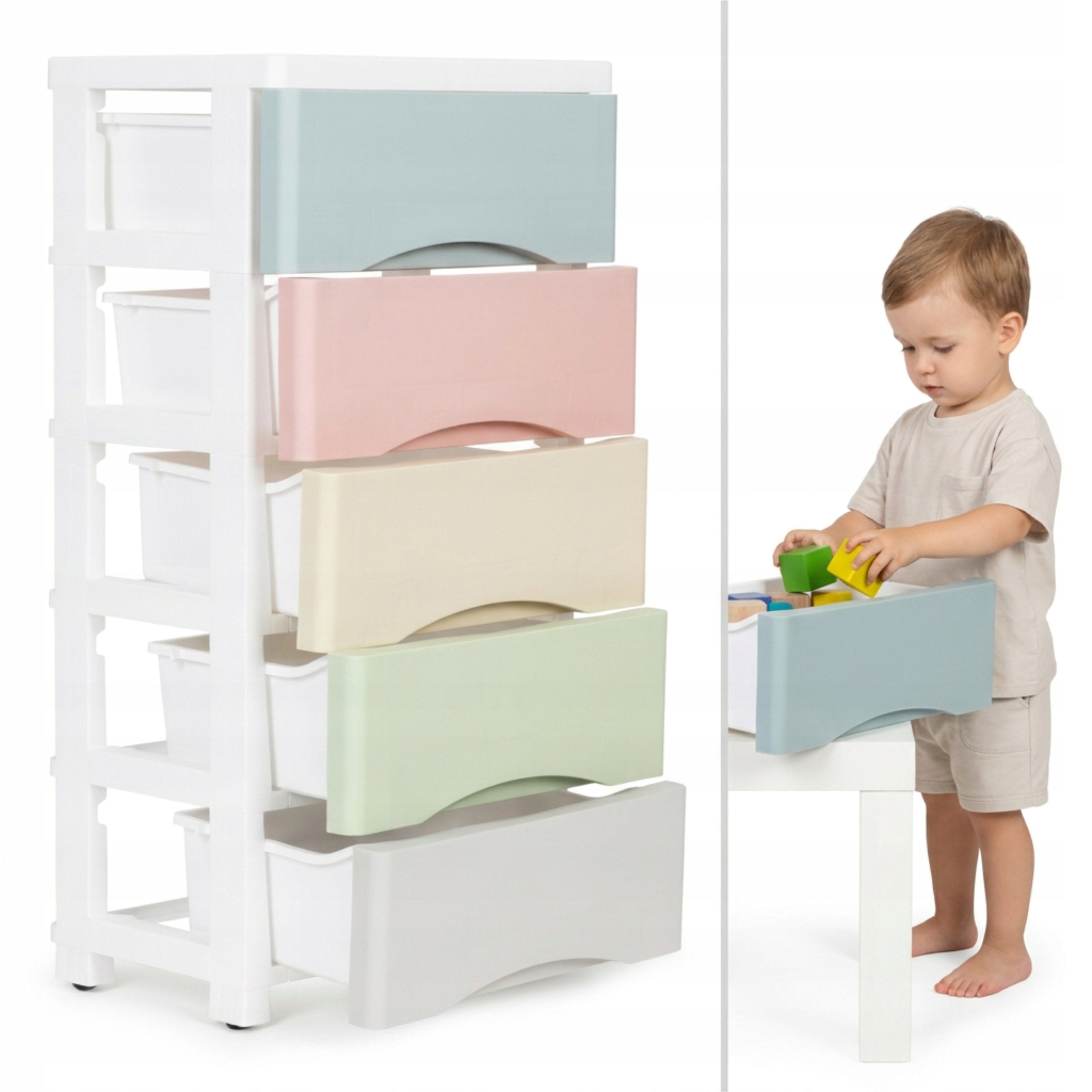 Bookcase With Drawers On Wheels 5 Containers 75 cm For Bathroom Multicolor