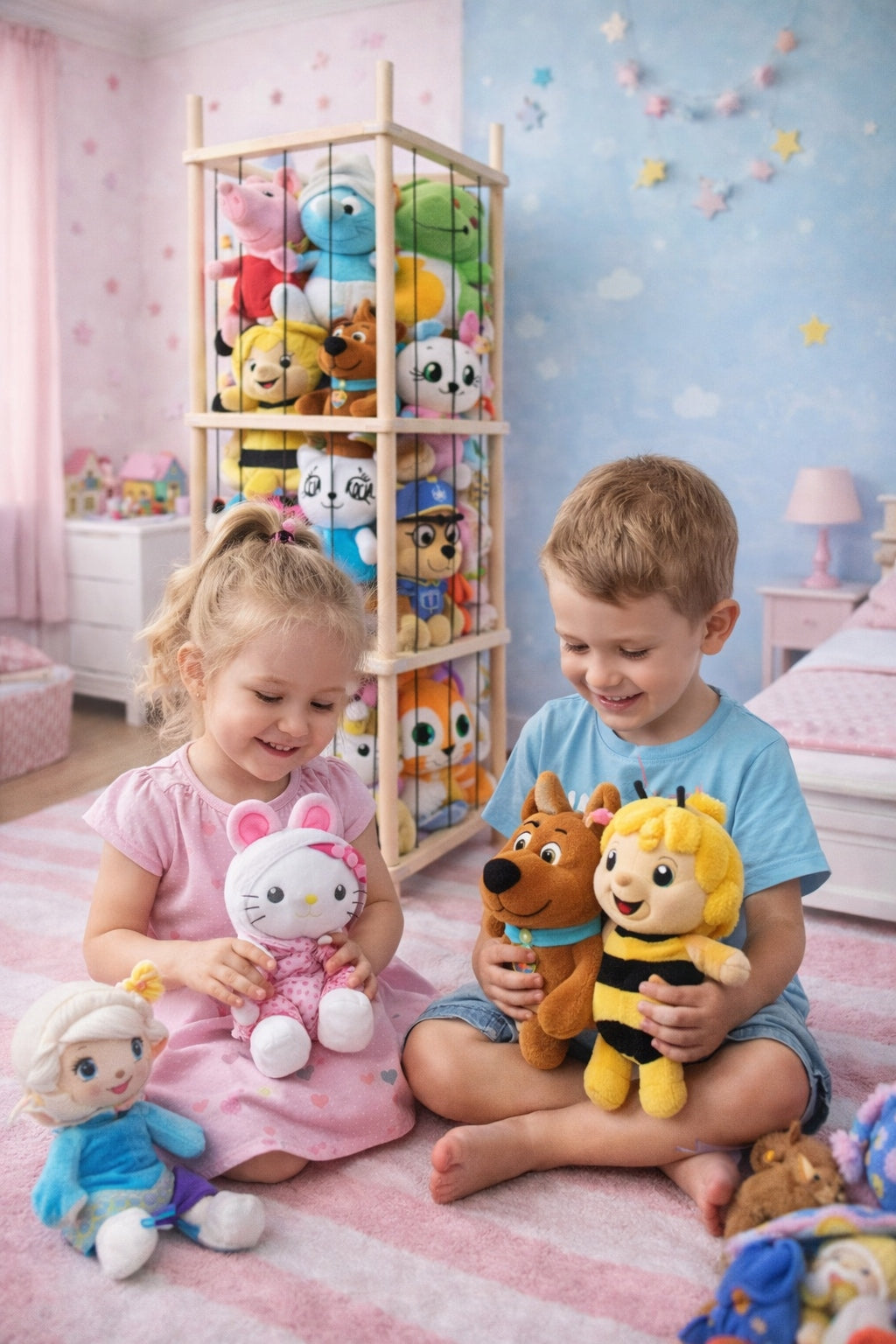 Bookcase for plush toys wooden stand for stuffed animals organizer child's room basket Manufacturer code SNM-40