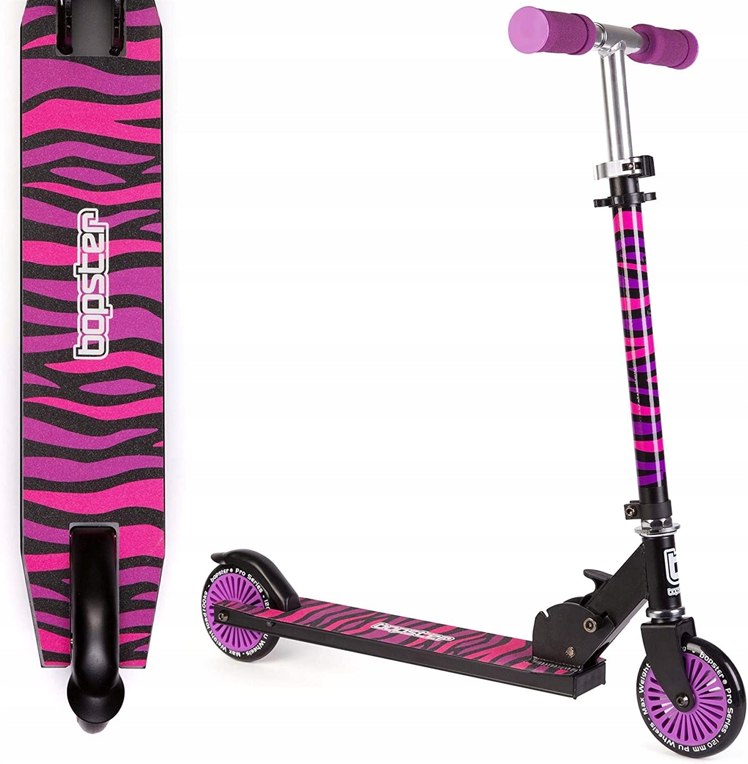 Bopster Folding Scooter 5/14 Years Pink Zebra Certificates and opinions CE