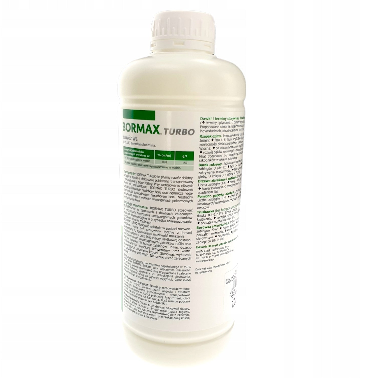 Bormax Turbo 1l Boron Fertilizer Intermag foliar Manufacturer code B_MAX_TURBO_1L