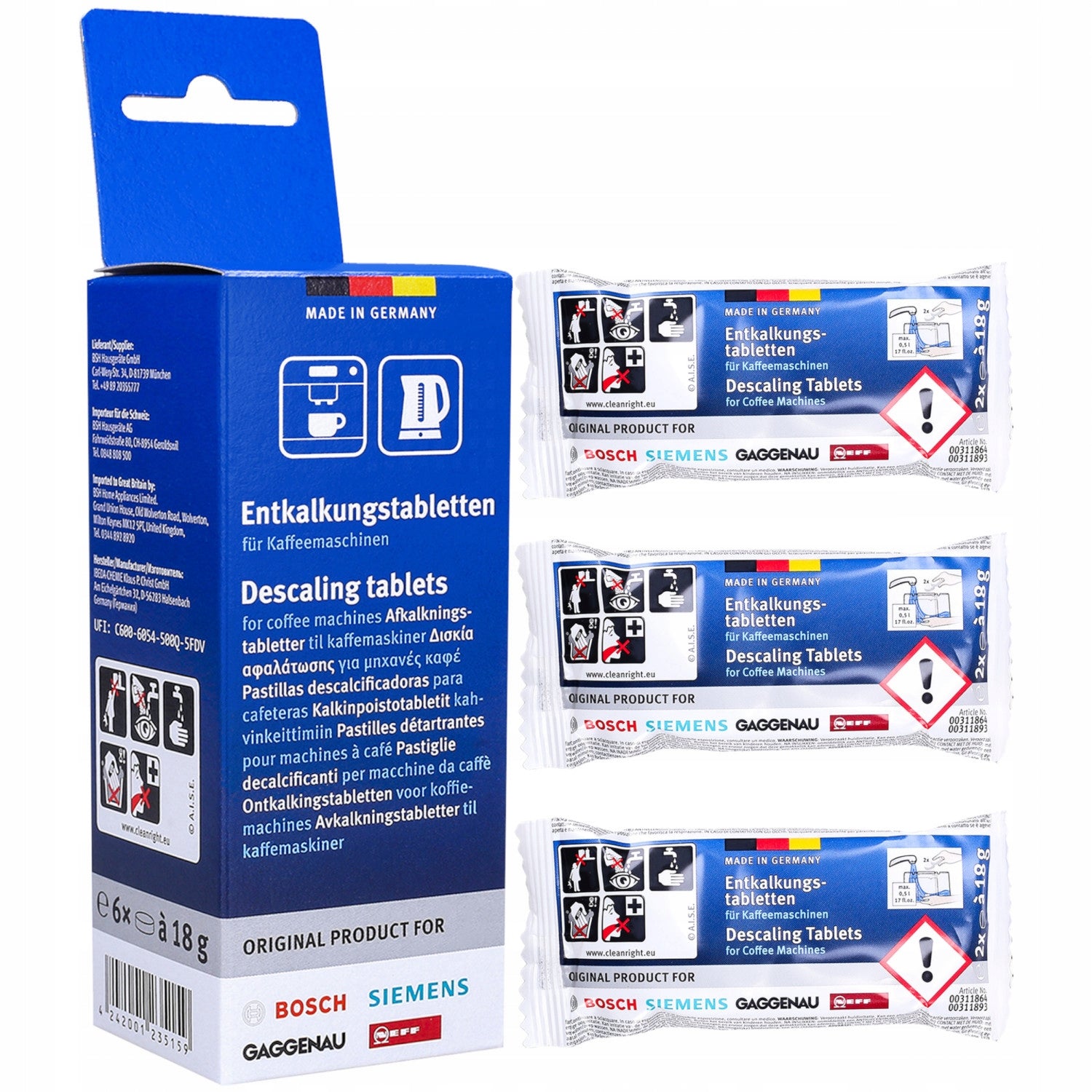 Bosch Siemens descaler for espresso machine + tablets for cleaning the machine EAN (GTIN) 5906358721640