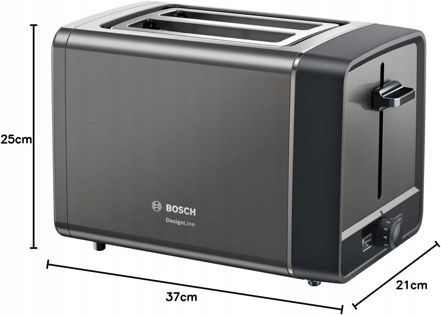 Bosch Toaster TAT5P425DE 970W 2 Sockets Black/Grey Dominant color black