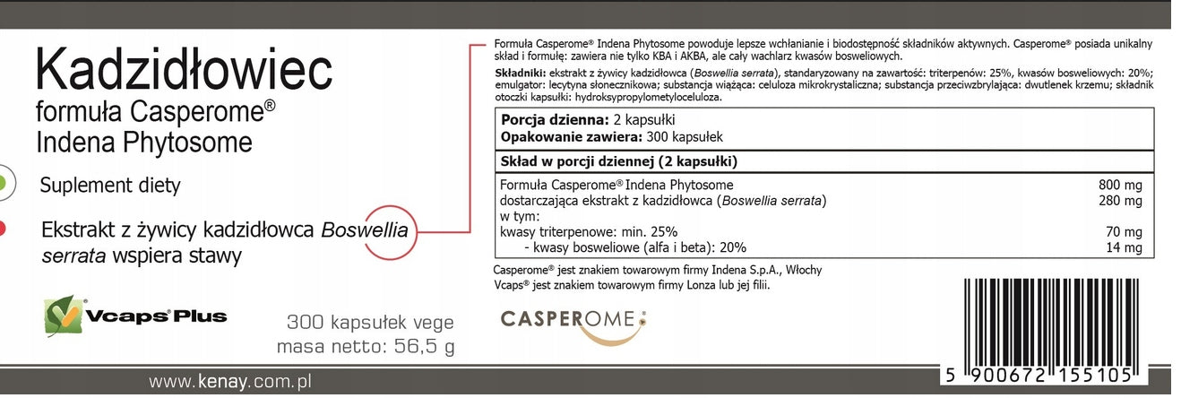 Boswellia formula Casperome Indena Phytosome 300 capsules - supplement di Expiration date at least six months from the date of purchase