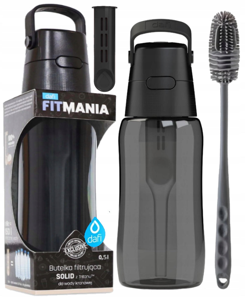 Bottle Dafi Solid FitMania 0,5l black + cleaning brush