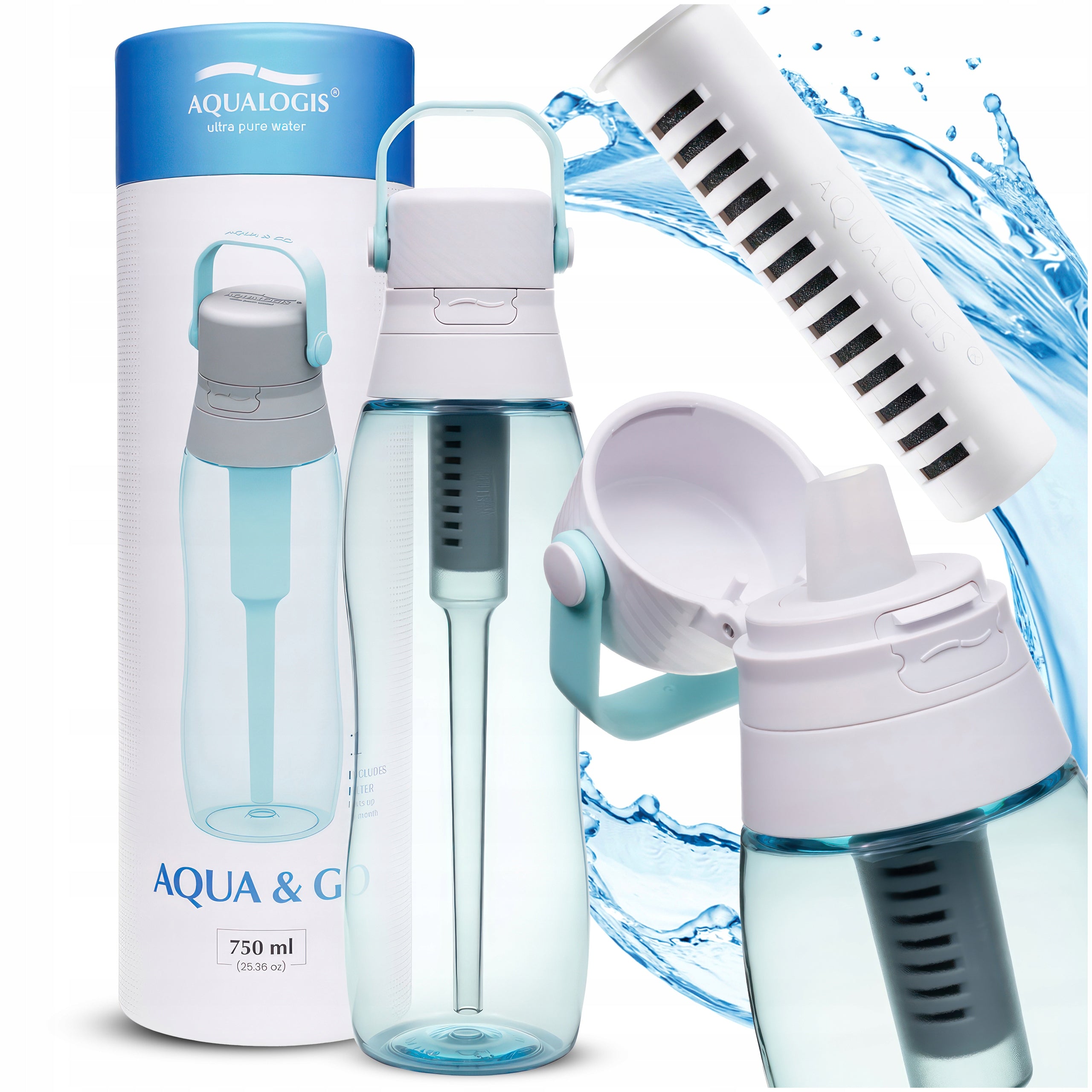 Bottle Filter Bottle With Filter Aqualogis Aqua&Go Tritan Blue 750ml