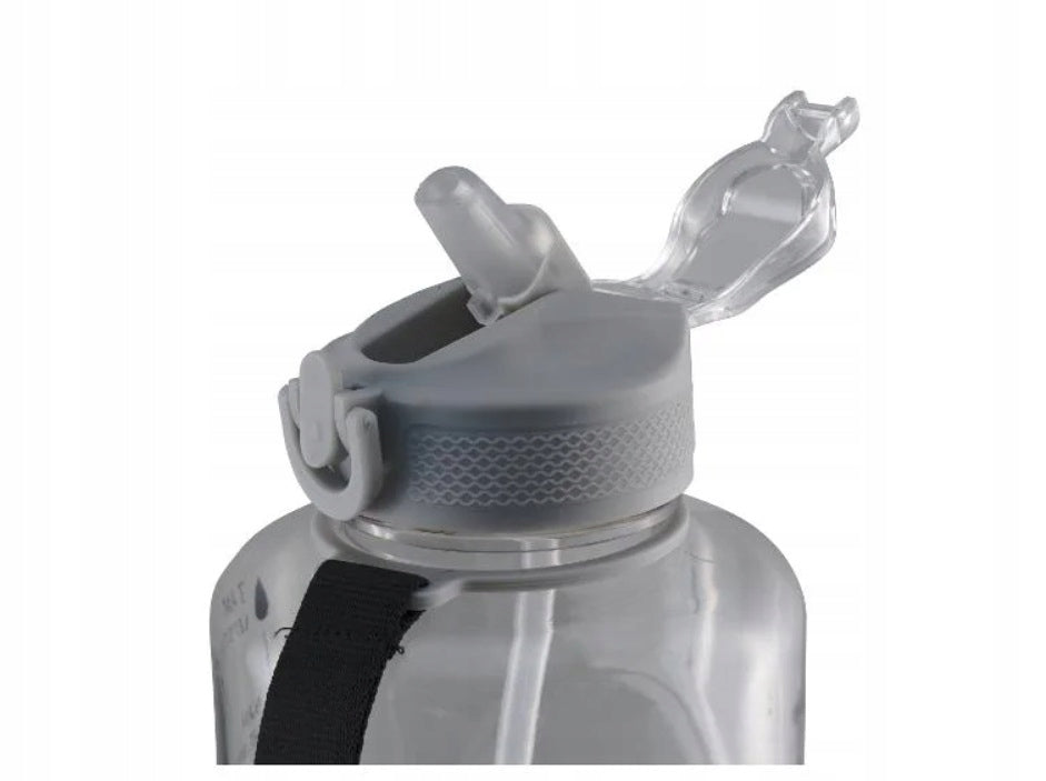 Bottle Water Bottle 2L CRIVIT Grey With Straw Mouthpiece BPA FREE with Measure Color gray