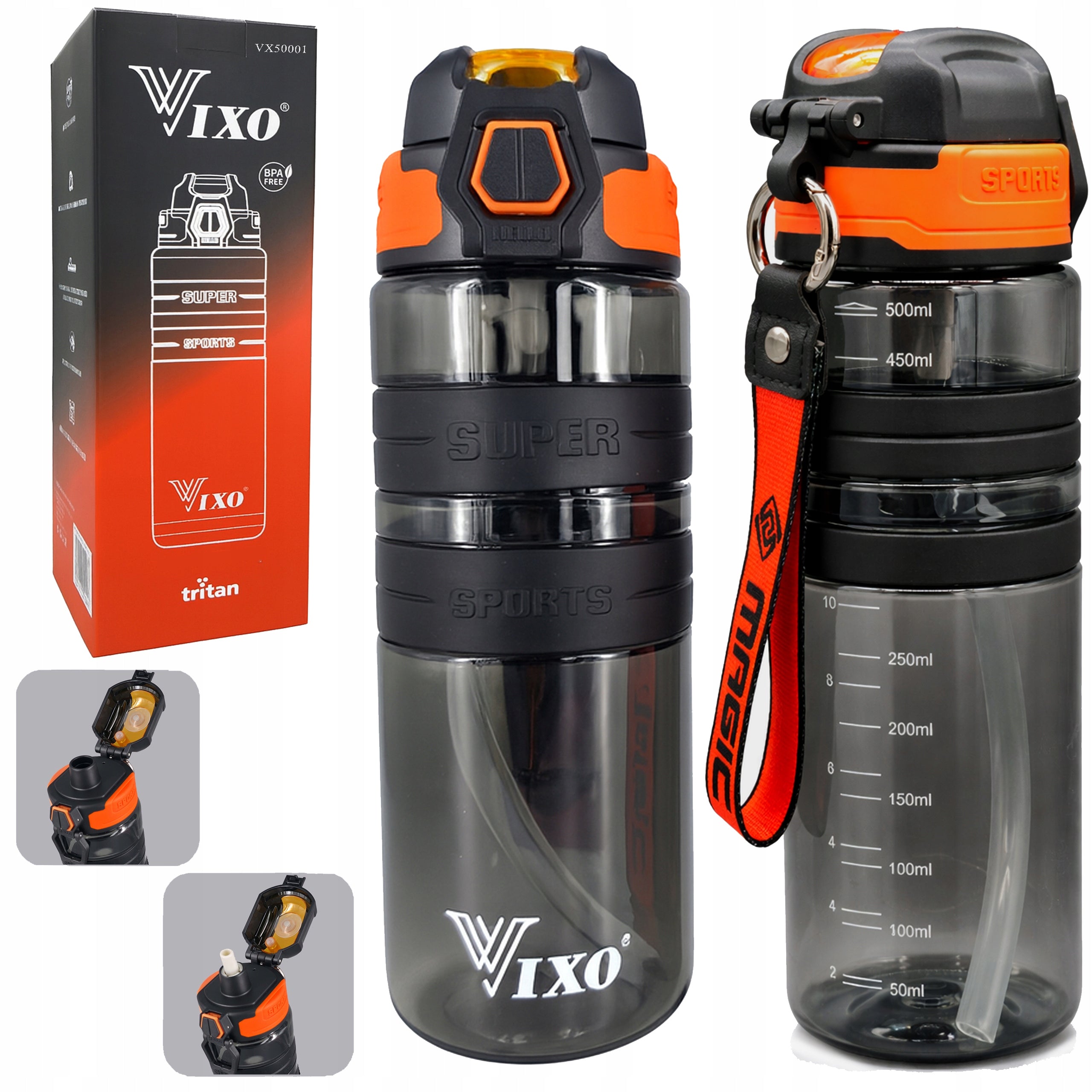 Bottle Water Bottle 500ml Tritan Airtight With Sports Measure BPA Free
