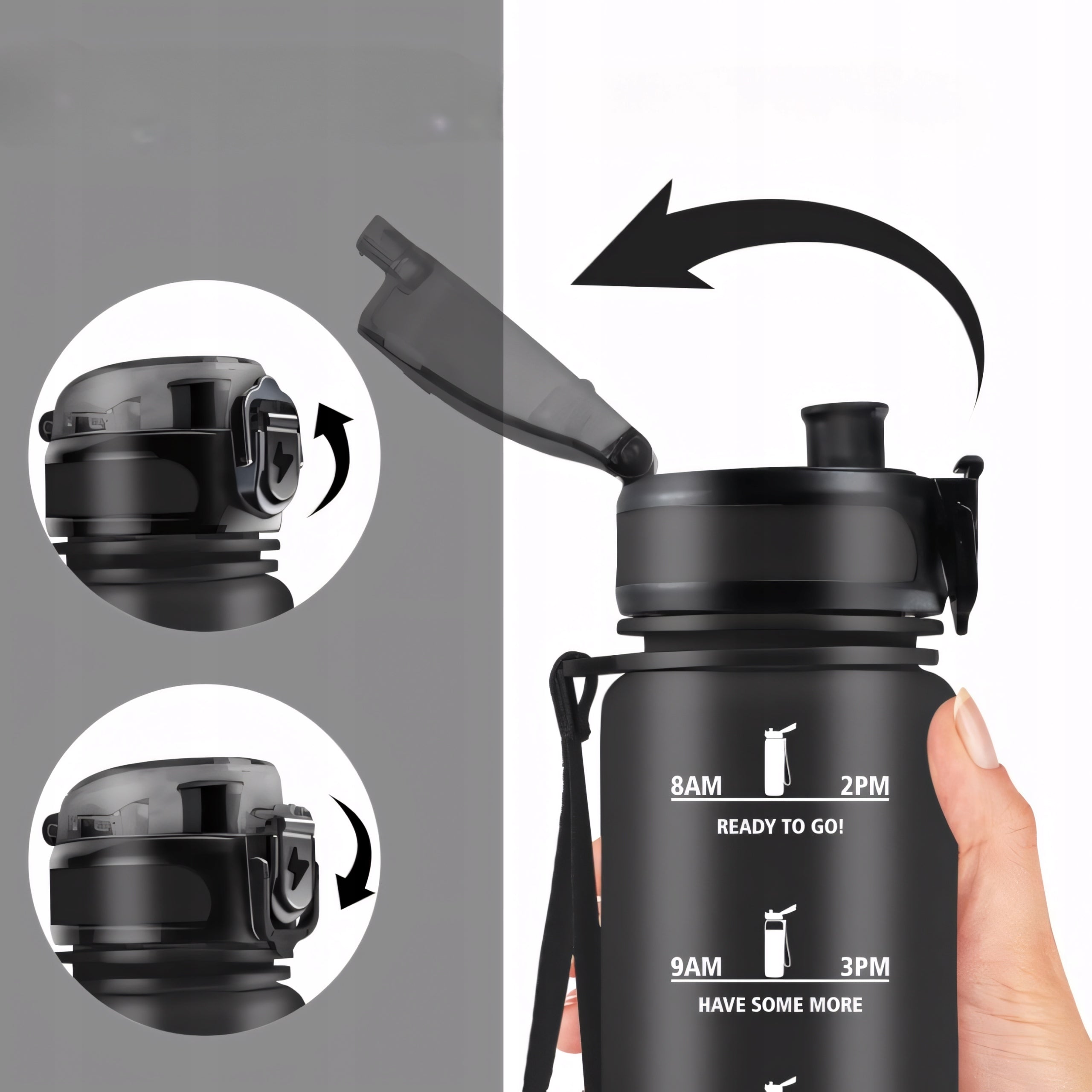 Bottle Water Bottle 500ml Tritan Leakproof Motivational with Measure Volume 500 ml
