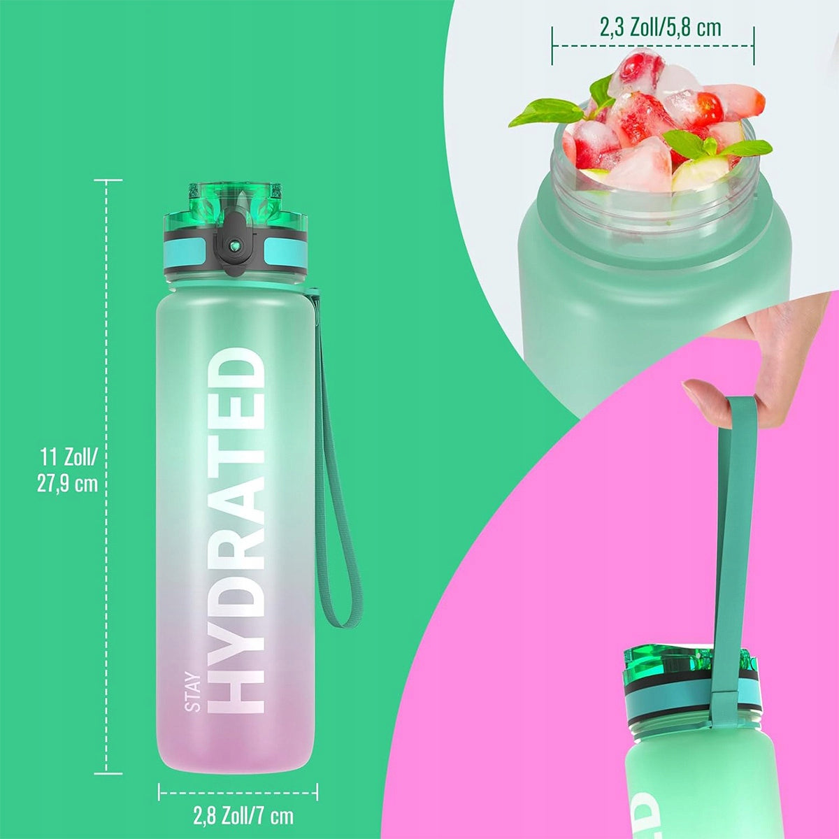 Bottle Water Bottle Tritan Airtight Sports Scoop 1000ml BPA Free Packaging status original