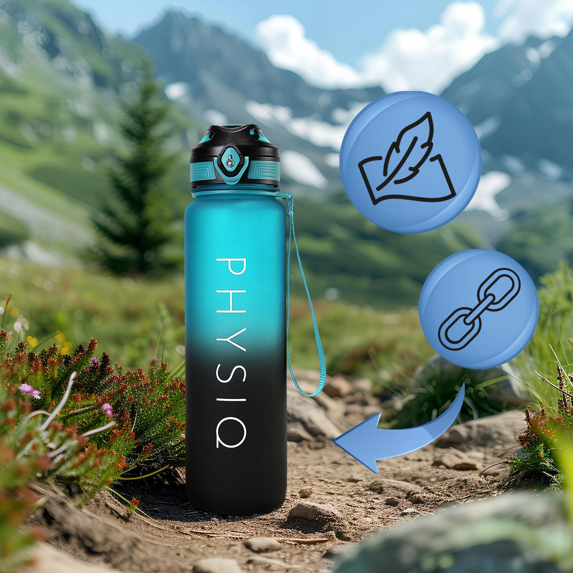 Bottle Water Bottle Tritan Airtight With Sports Measure 1000ml BPA Free Volume 1000 ml