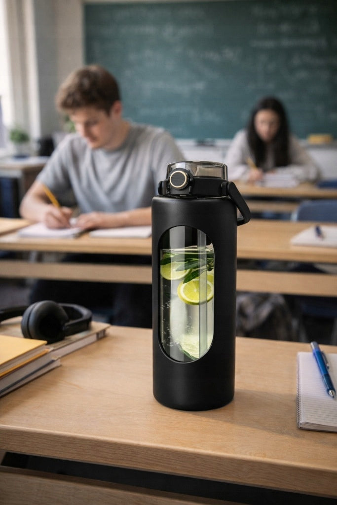 Bottle glass bottle 1.8 l for gym water with phone holder Brand Line Sport